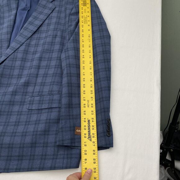 Oak Hill Blazer Sport Coat Mens 4XL 58/60R Blue Windowpane 2 Button Notch Lapel - Picture 10 of 16